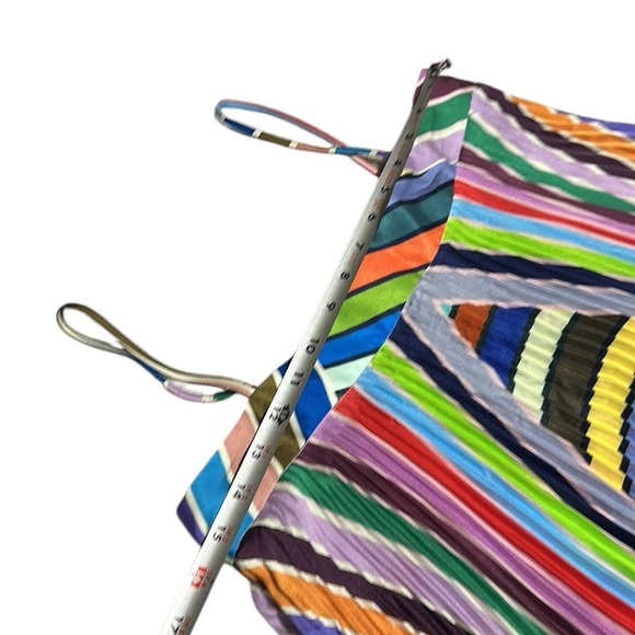 MILLY Irene Pleated Dress Asymmetrical Colorful Square Neck Side Zipper Size 2 - Picture 10 of 11